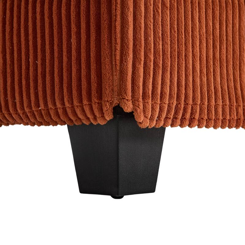 Oversized Corduroy Upholstered Single Chaise Lounge Sofa Couch Switchable Armrest with Cup Holders, USB Ports and Pockets
