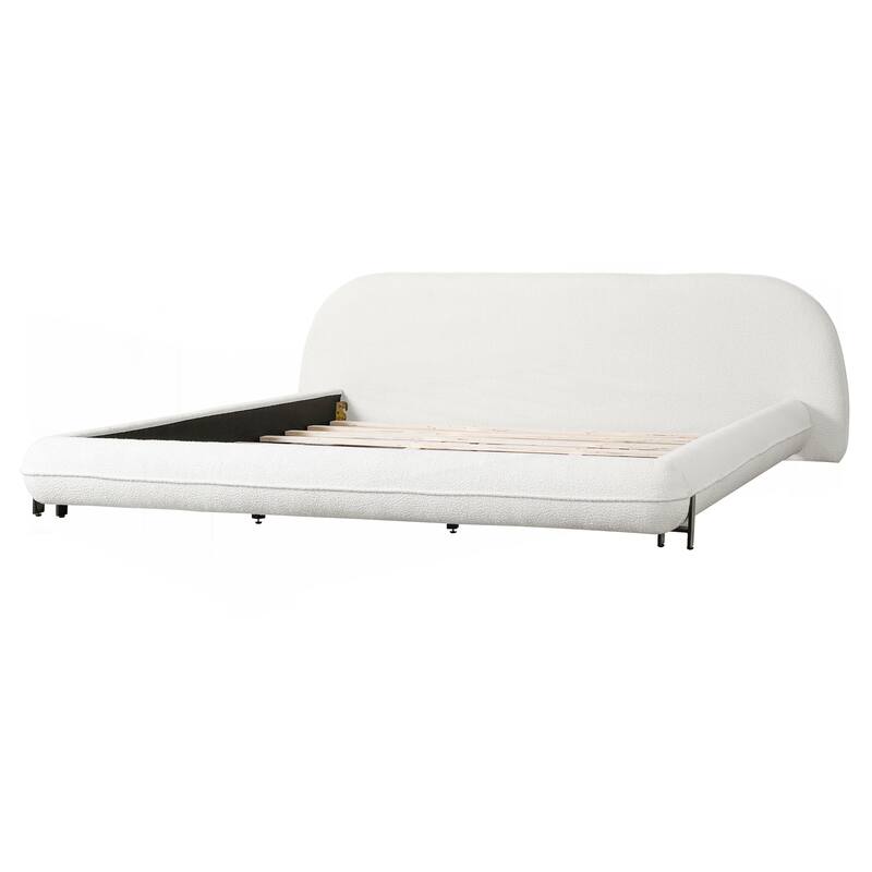 Upholstered Platform Bed with Curve-Shaped Design