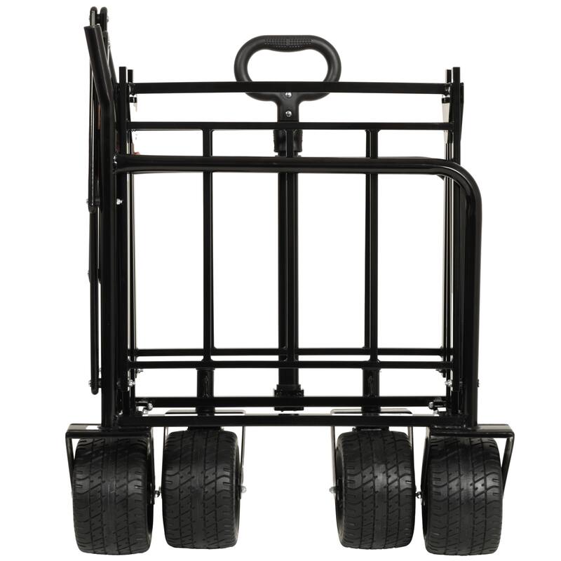 3-In-1 Convertible Folding Wagon Cart With Bench Seat & Storage-500lbs Heavy-Duty Utility Wagon,180l Capacity All-Terrain Wheels