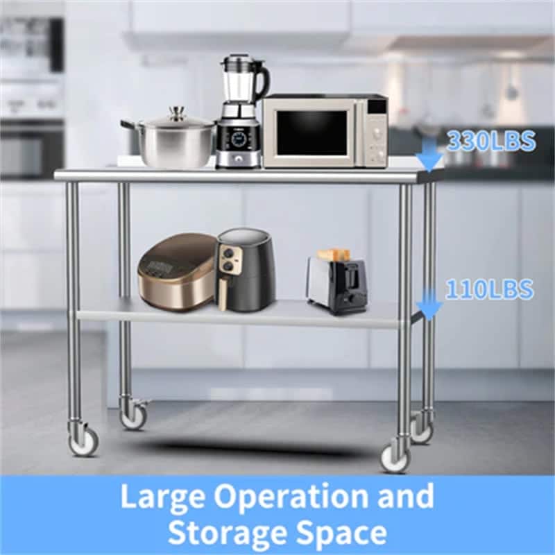 Stainless Steel Table with Backsplash & Undershelf Caster
