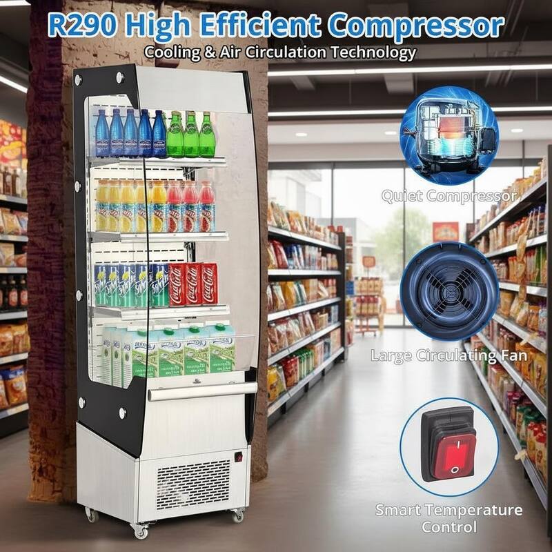 7.8 Cu.Ft Commercial Refrigerator Display Cabinet, with LED Lighting