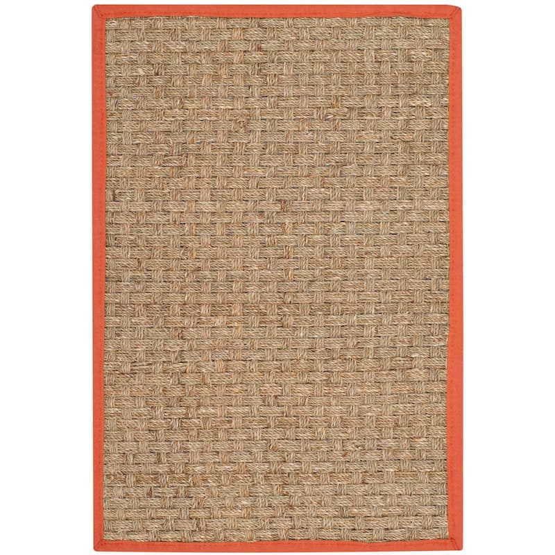 SAFAVIEH Natural Fiber Marina Basketweave Seagrass Rug - 2' x 3' - Natural/Rust - Rectangle