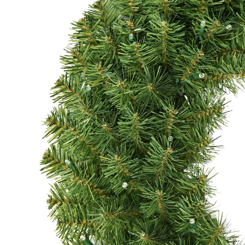Puleo International 24" Pre-Lit Battery-Operated Artificial Christmas Wreath