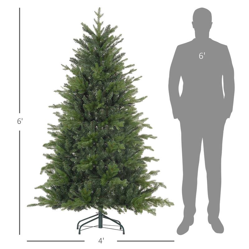 6FT Realistic Artificial Christmas Tree with 1821 Tips and Hinged Branches for Easy Setup