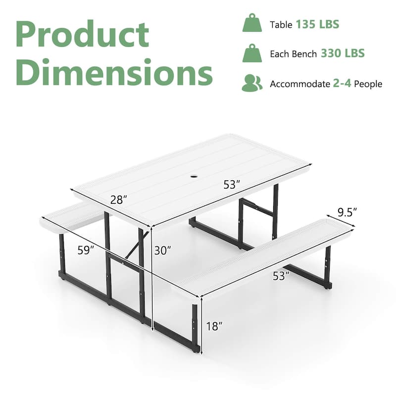 Costway Picnic Table Bench Set for 2-4 People Outdoor Rectangular - See Details