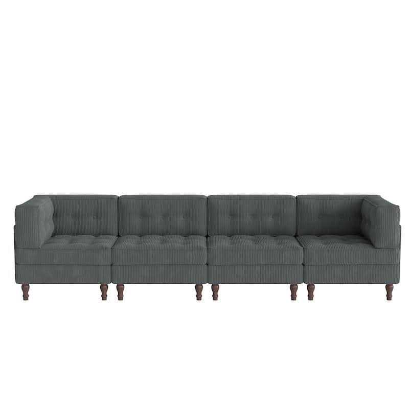 Oversized Modular Sectional Corduroy Fabric Tufted Sofa