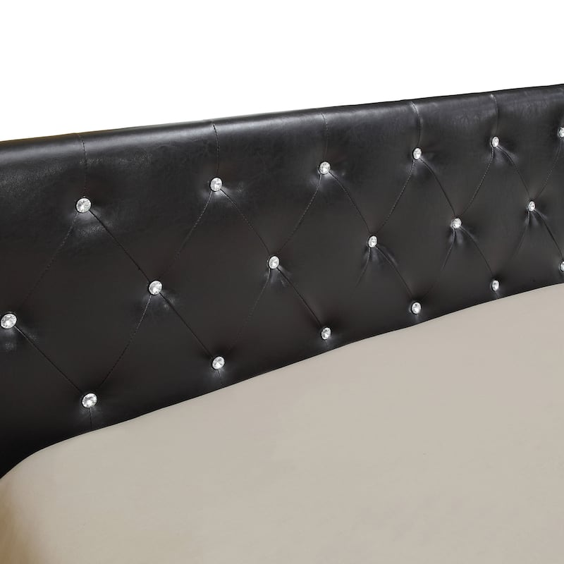 Furniture of America Lury Modern Faux Leather Tufted Platform Bed