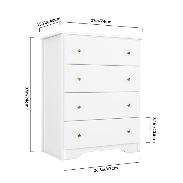 Dresser with 4 Drawers, Modern Dressers for Bedroom, Chest of Drawers