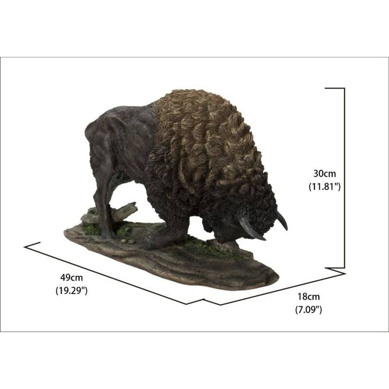 19.25" Standing Head Down Bison Outdoor Garden Statue
