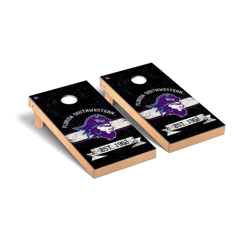 Florida SouthWestern State Buccaneers Cornhole Board Set - Vintage Banner Version