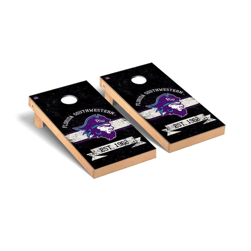 Florida SouthWestern State Buccaneers Cornhole Board Set - Vintage Banner Version