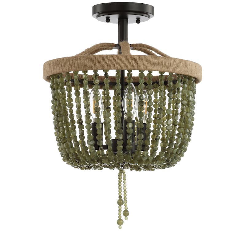 SAFAVIEH Lighting Guliz Flush Mount - Black - 14" x 14" x 20" - 14" x 14" x 20" - Green/Black - 14Wx14Dx20H