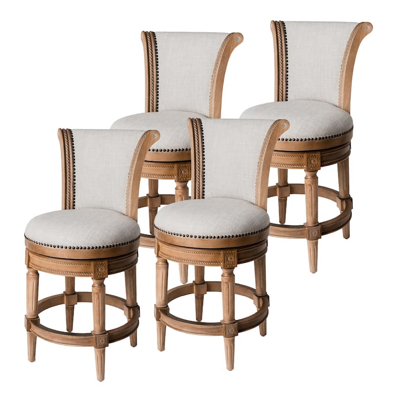 Maven Lane 26" Pullman Swivel Counter Height Kitchen Stool - Set of 4 - Weathered Oak