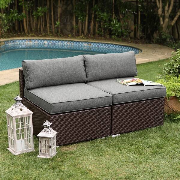 Shop Cosiest Outdoor Furniture Add On Armless Chairs With Cushions Overstock 31500506