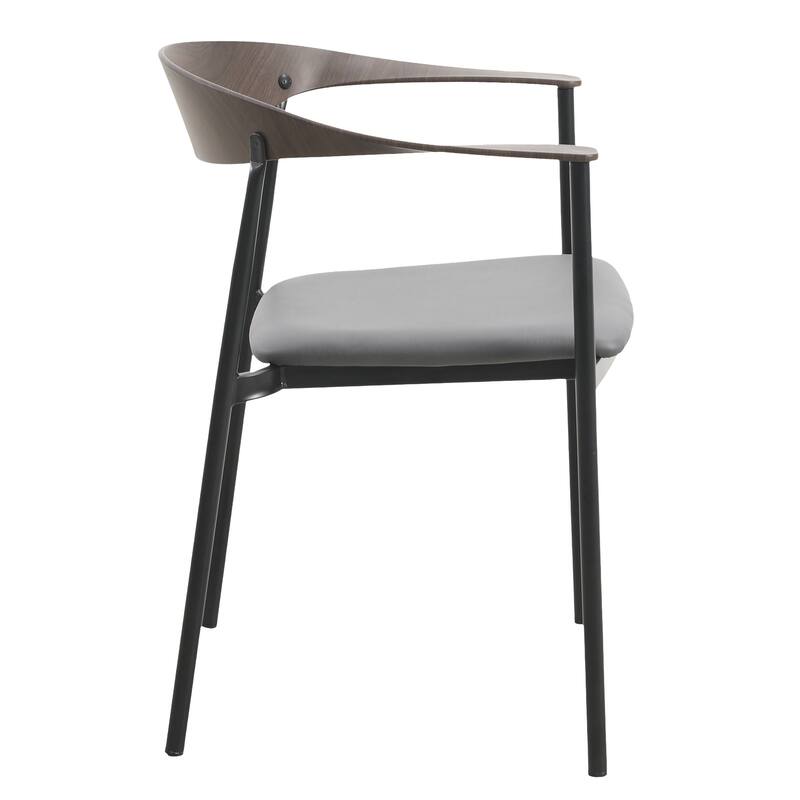 Kora Upholstered Faux Leather Dining Arm Chair with Powder Coated Steel Legs by LeisureMod