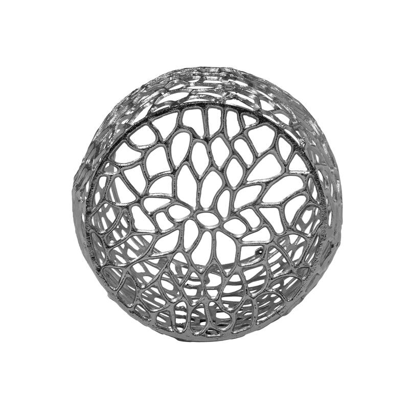 Roomfitters Aluminum Drum End Table with Intricate Openwork Accent Table for Living Room
