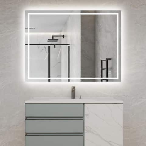 32 in. W x 24 in. H Frameless Rectangular LED Light Bathroom Vanity Mirror - 32 in. W x 24 in.