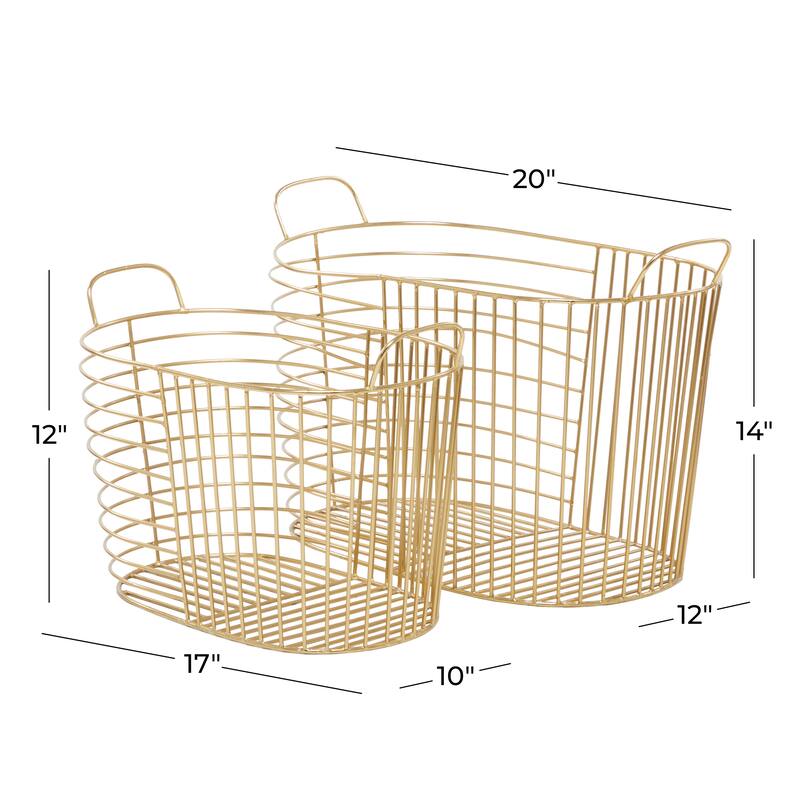 CosmoLiving by Cosmopolitan Modern Metal Storage Basket with Handles (Set of 2) - Gold, Silver, Dark Gray