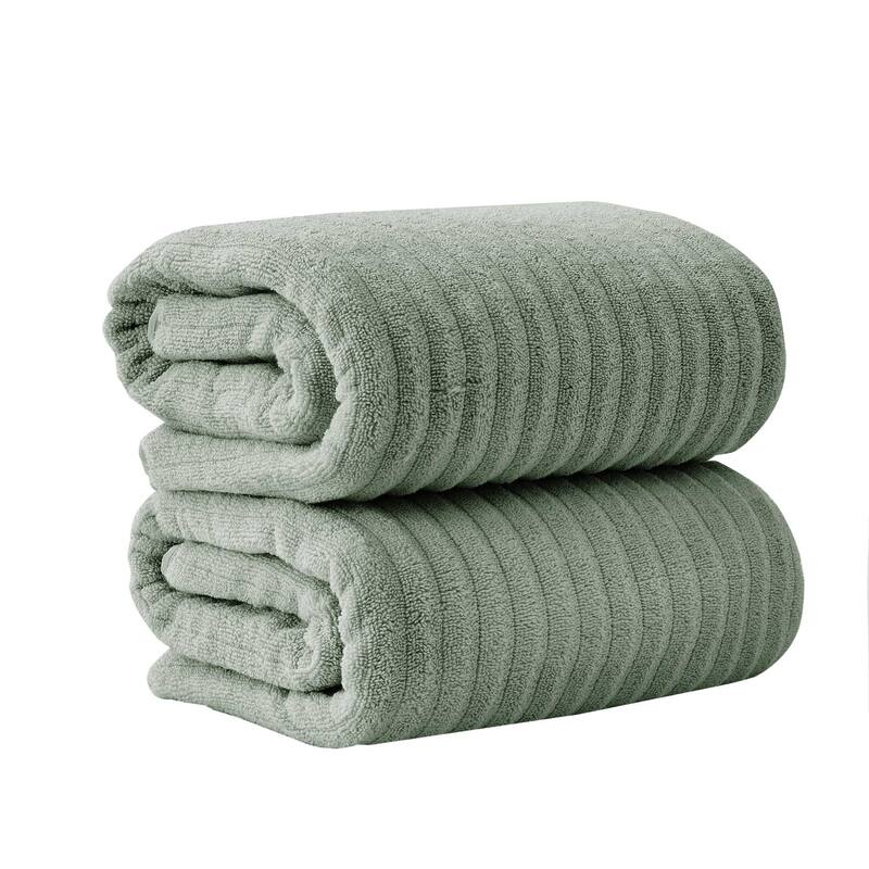 Linery & Co. Combed Cotton Bath Towel Set - Bath Sheet (Pack of 2) - Eucalyptus