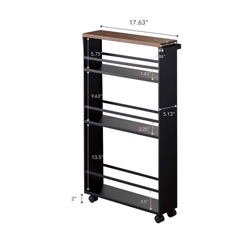 Yamazaki Home Slim Storage Cart, Steel, Holds 26.4 lbs, Minimal Assembly - L 18.7 x W 5.12 x H 31.69 inches