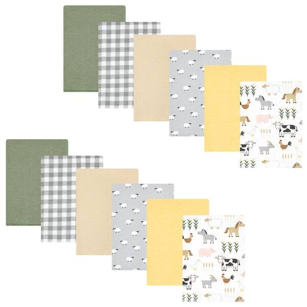 slide 1 of 1, Hudson Baby Cotton Flannel Burp Cloths Bundle, Cute Farm, One Size - Cute Farm - One Size One Size - Cute Farm