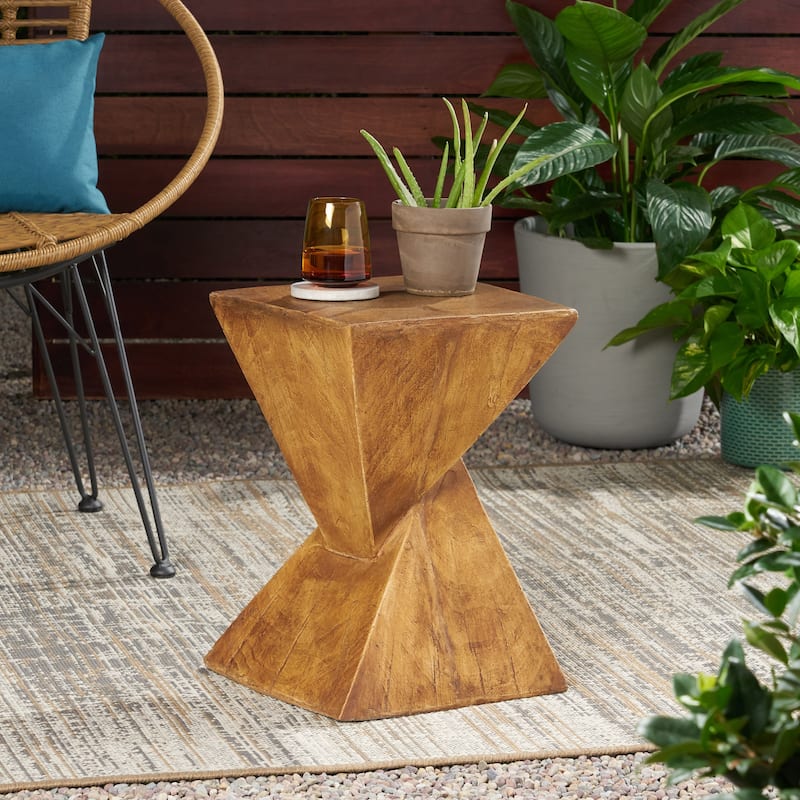 Tess Outdoor Lightweight Concrete Accent Table by Christopher Knight Home - Natural