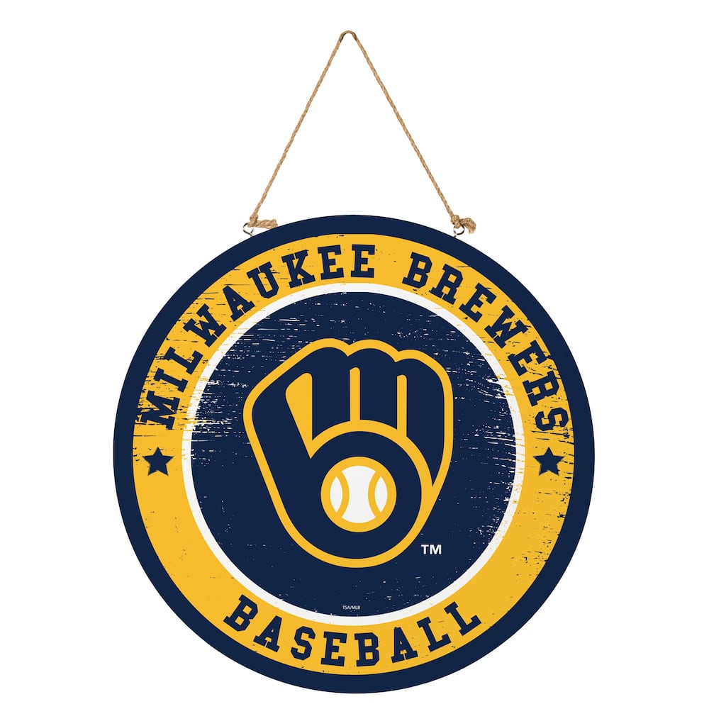Milwaukee Brewers Wooden Door Decor Wall Sign - Multi-Color