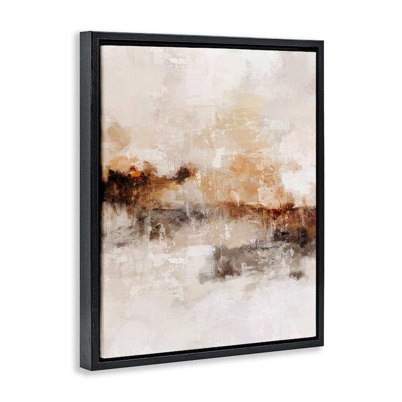 Stupell Beige & Brown Abstract Framed Floater Canvas Wall Art Design by Ros Ruseva