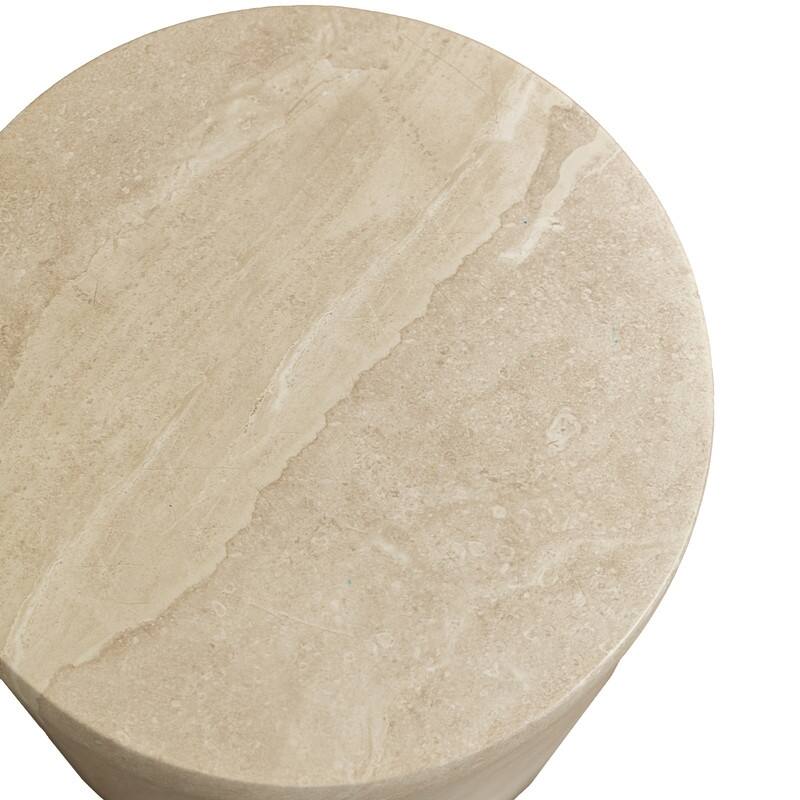 Vintara Modern Cylindrical Round Fiberstone Side Table with Brushed Finish for Living Rooms, Bedrooms, Patios, Balconies