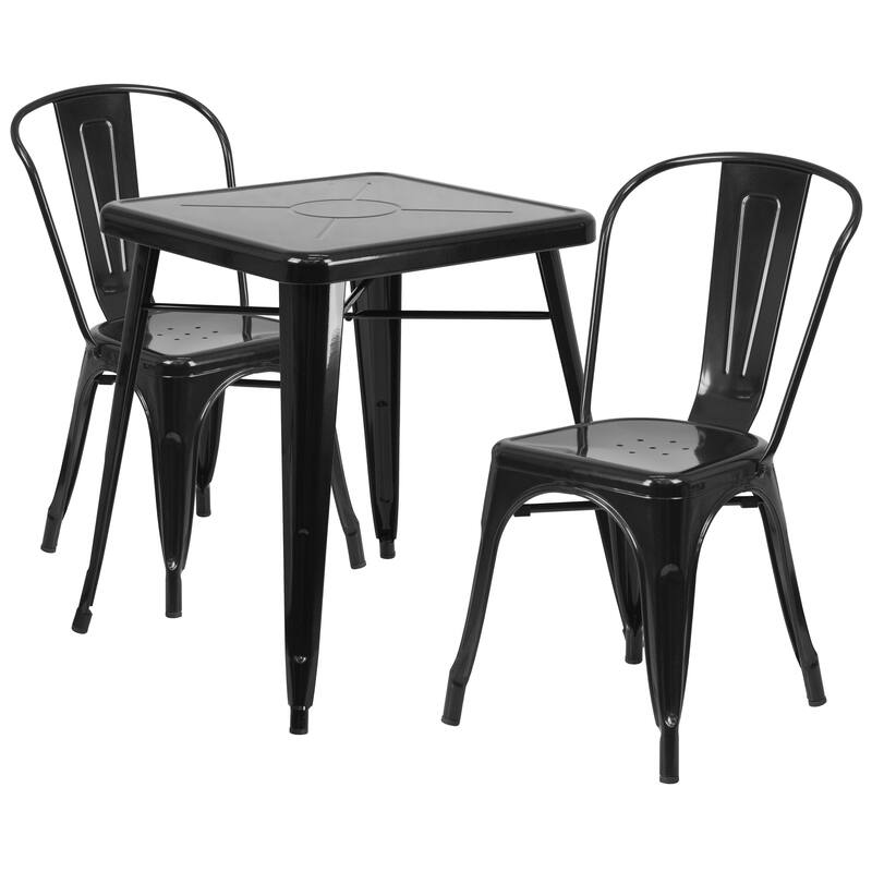 23.75-inch Square 3-piece Metal Indoor/ Outdoor Dining Set - Black