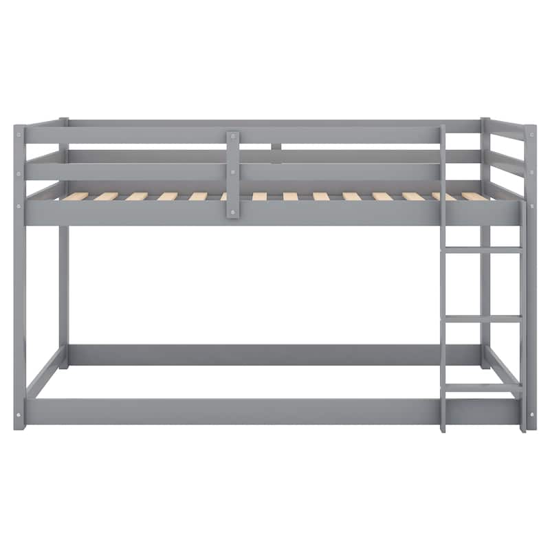 Twin over Twin Solid Wood Low Bunk Bed