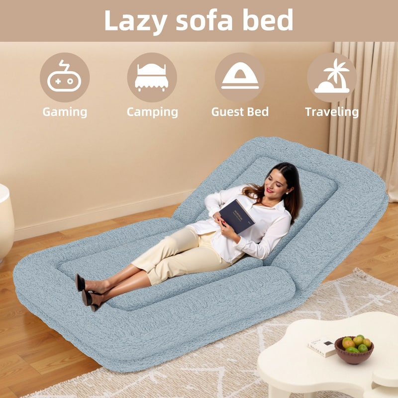 Folding Sofa Chair with 5 Adjustable Positions Plush Floor Lounge Chair for Gaming, Meditation, and Relaxation