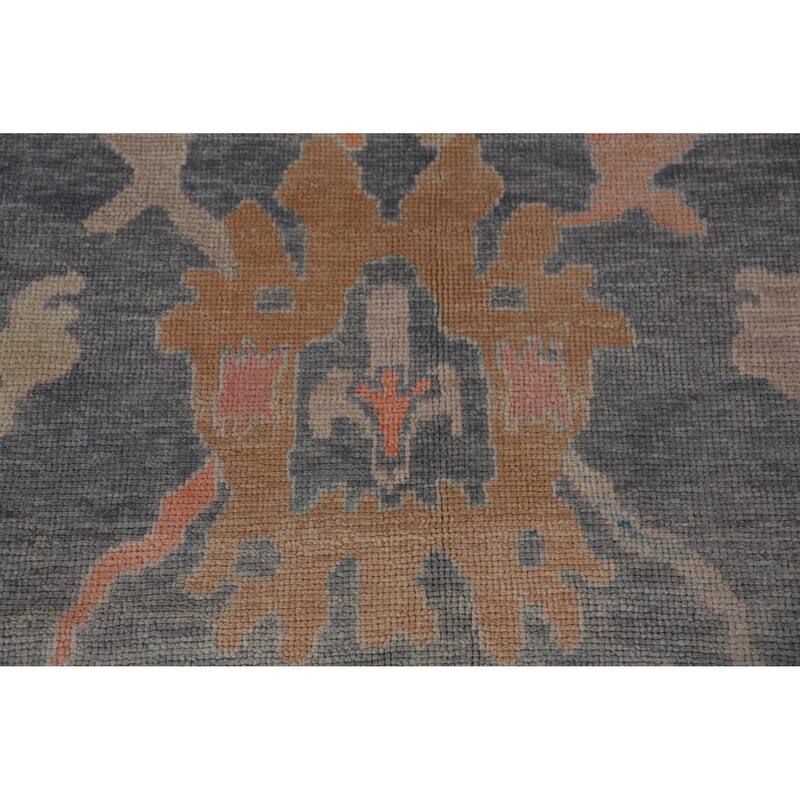 Hand Knotted Oriental 100% Wool Carpet Transitional All-Over Navy Blue & Blues Oushak Area Rug - 11' 10'' X 9' 0''