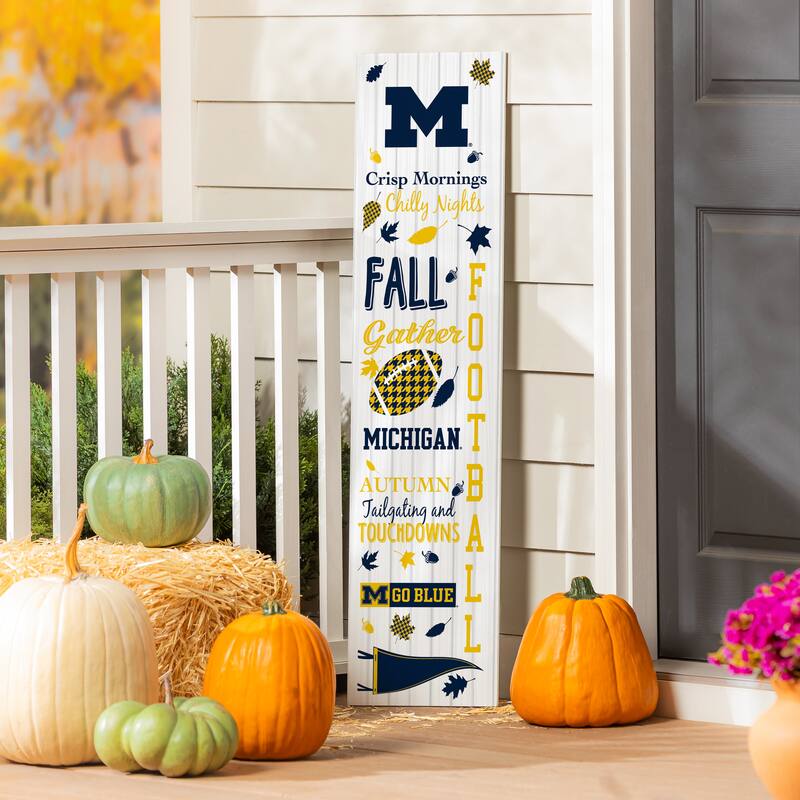47" Double Sided Seasonal Porch Leaner, University Of Michigan - 47" x 11.25" - Fall