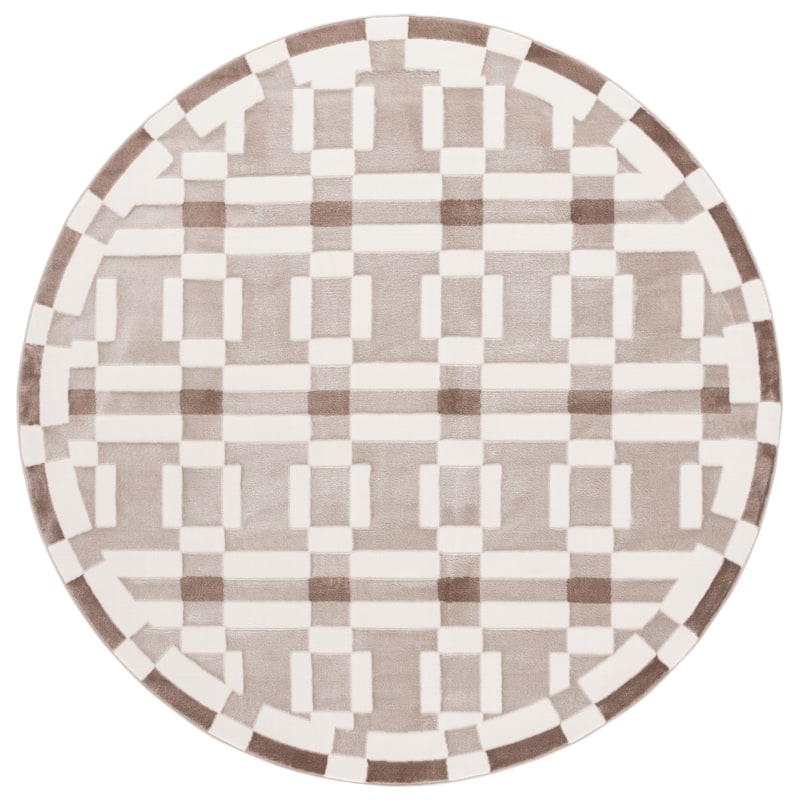 SAFAVIEH Groove Fidelma Modern & Contemporary Rug - 6'7" Round - Ivory/Beige