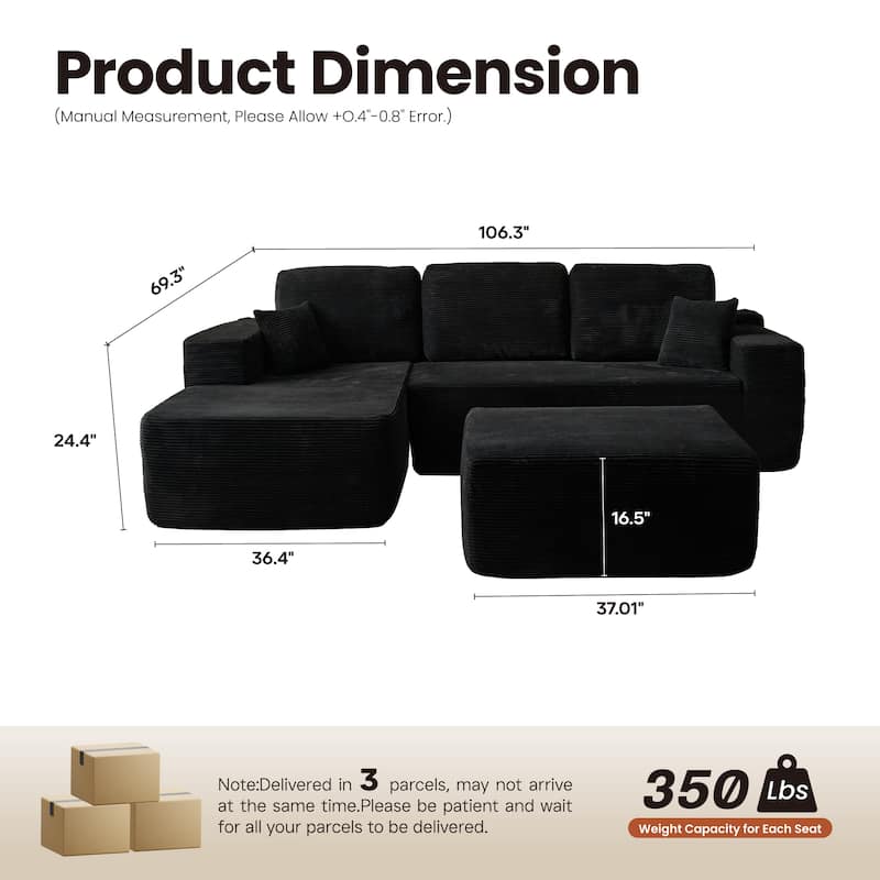 ​​OVIOS Lazy Chaise Lounge Sofa with Ottoman​