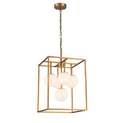 Diana 5-Light Contemporary Foyer Hall Lantern Pendant Light Art Deco Marbleized Glass Shades - 18 in.Wide