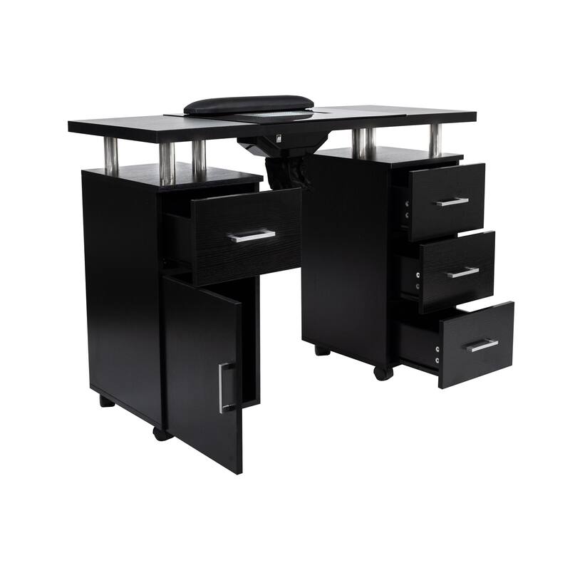Manicure Table GLASGLOW Black Salon Nail Table Salon Furniture - N/A