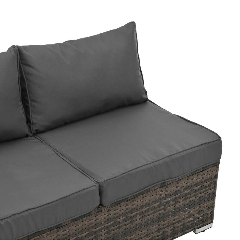 Seasonal PE Furniture, 4 piece Wicker set With Tempered Glass Coffee Table