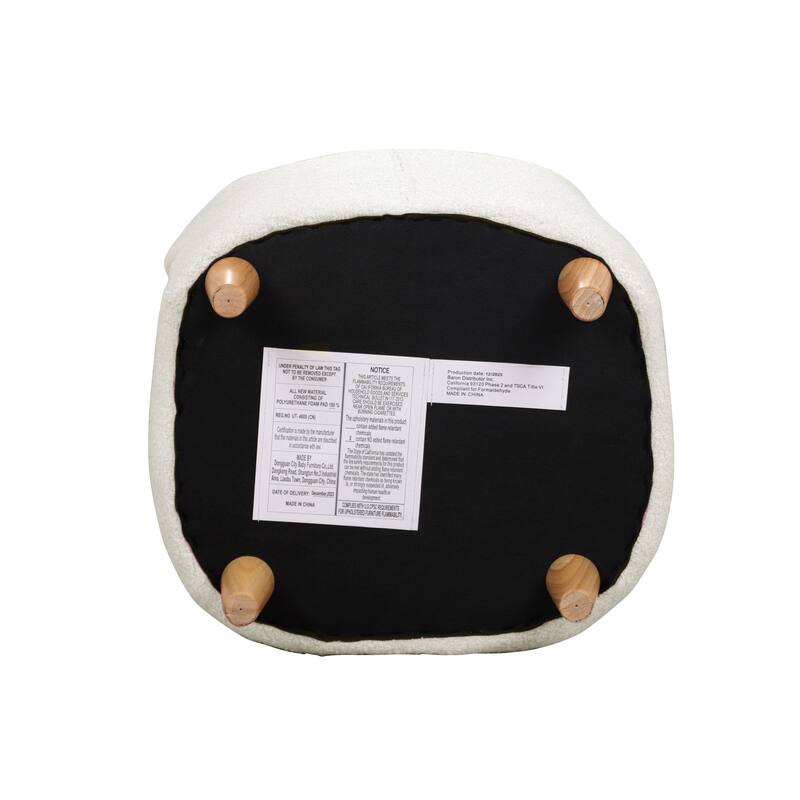 White Curved Teddy Bear Kids Chair with Foam Seat and Washable Fabric