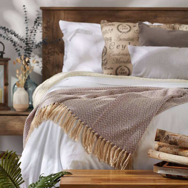 Stone Handloom Chevron Throw
