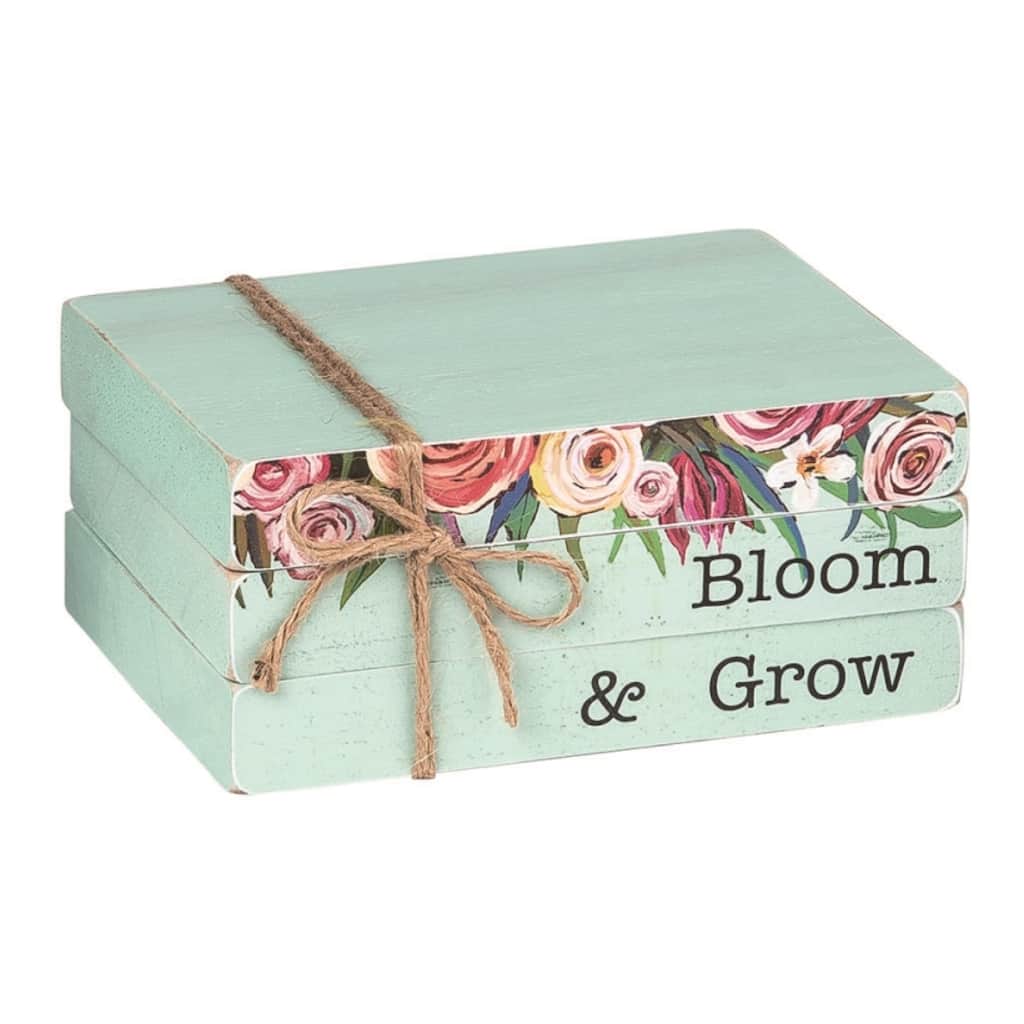 Transpac Wood 6.75" White Spring Bloom and Grow Book Stack