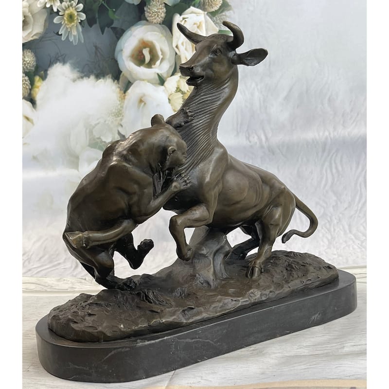 100 Percent Solid Bronze Signed French Animal Cheetah Gazelle Sculpture Figurine