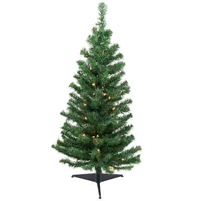 3' Green Medium Niagara Pine Artificial Christmas Tree - Clear Lights - 3 Foot