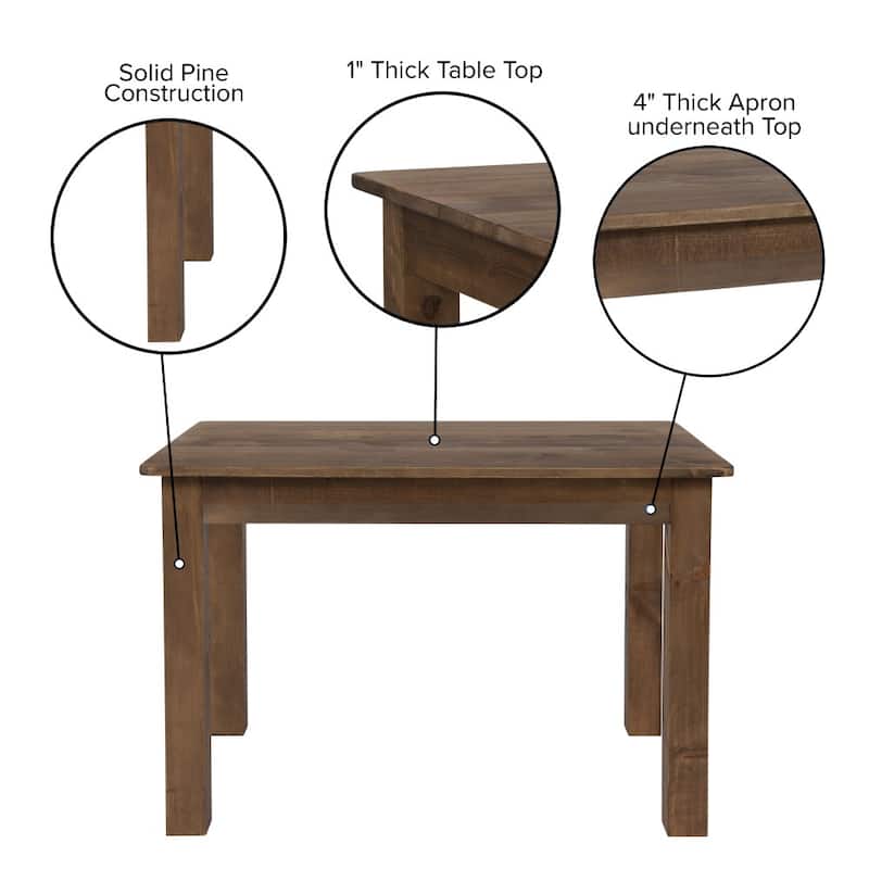 Rectangular Antique Rustic Solid Pine Farm Dining Table