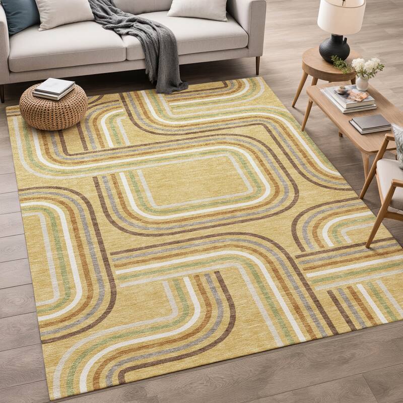 Machine Washable Indoor/ Outdoor Modern Leawood Chantille Rug