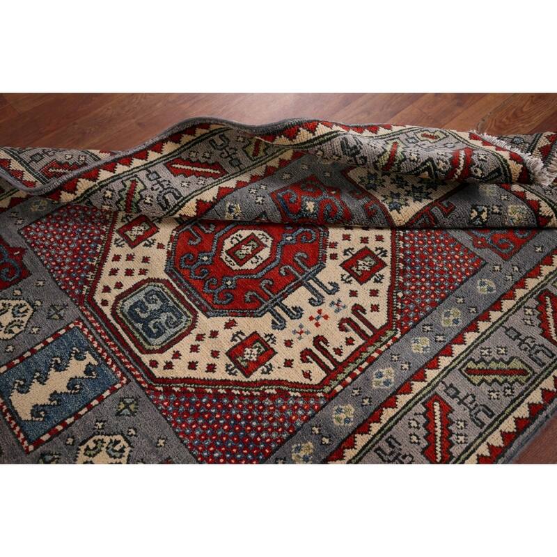 Traditional Kazak Accent Rug Hand-Knotted Wool Carpet - 3'3" x 4'11"