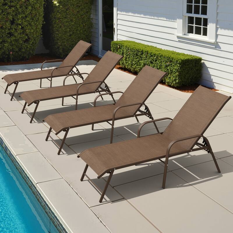 VredHom Outdoor Aluminum Adjustable Patio Chaise Lounge Chairs