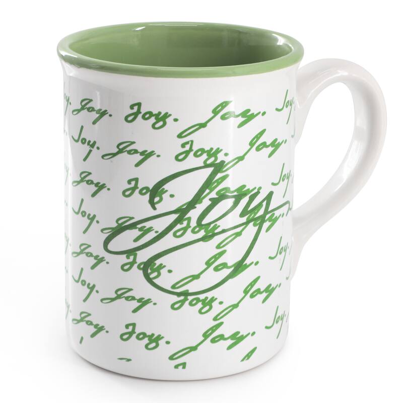 Gibson Home Inspirational Words Joy 4 Piece 16 Ounce Stoneware Mug Set in Green