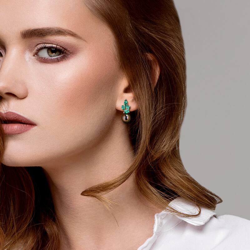 Miadora Cultured Freshwater Pearl and Gemstone Cluster Drop Earrings Sterling Silver